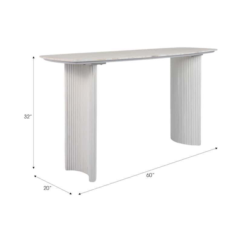 Wood Accent Table Fluted Base Curved Legs Modern Design Sculpted Frame