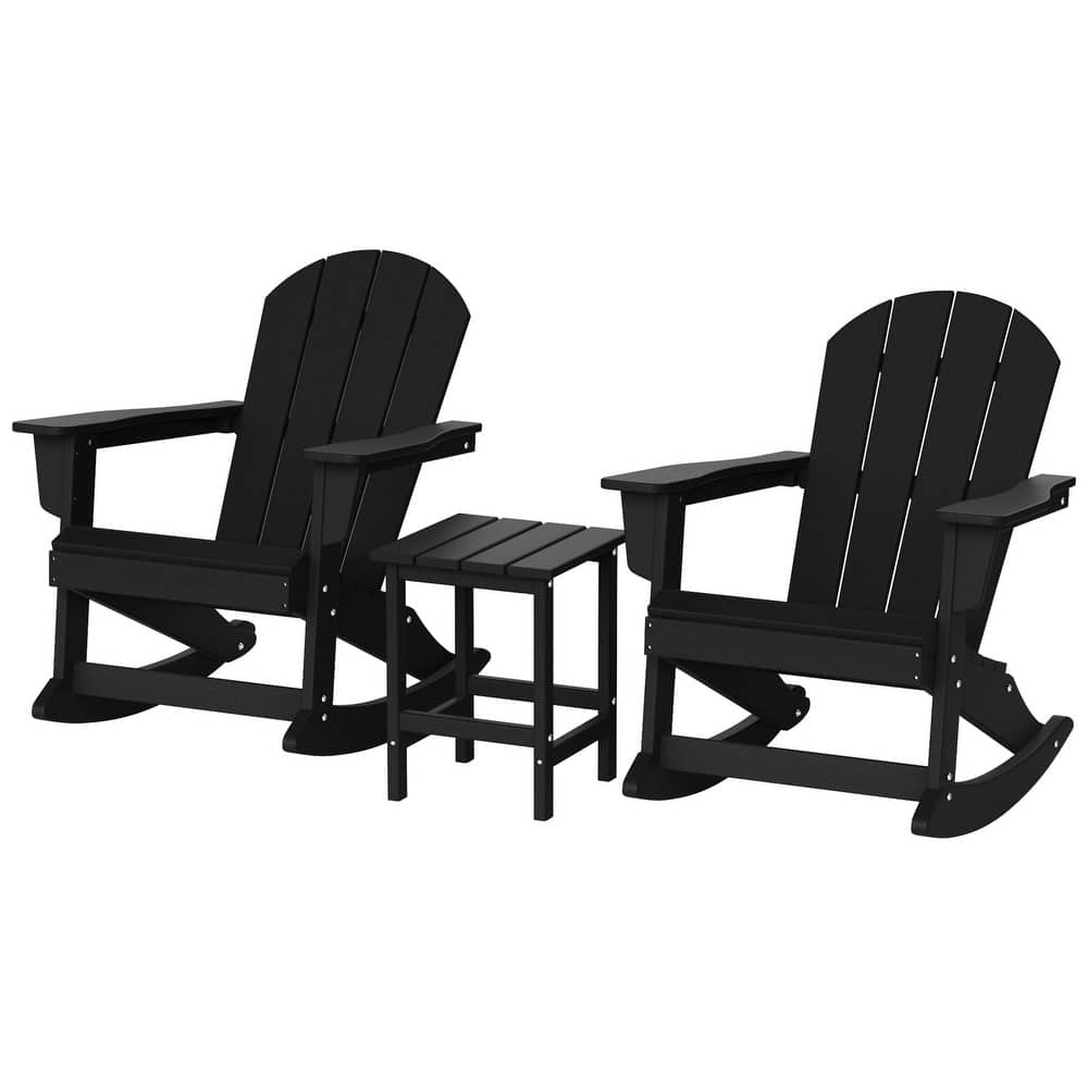 Laguna Hdpe All Weather Outdoor Patio Rocking Chairs With Side Table (3-Piece Set)