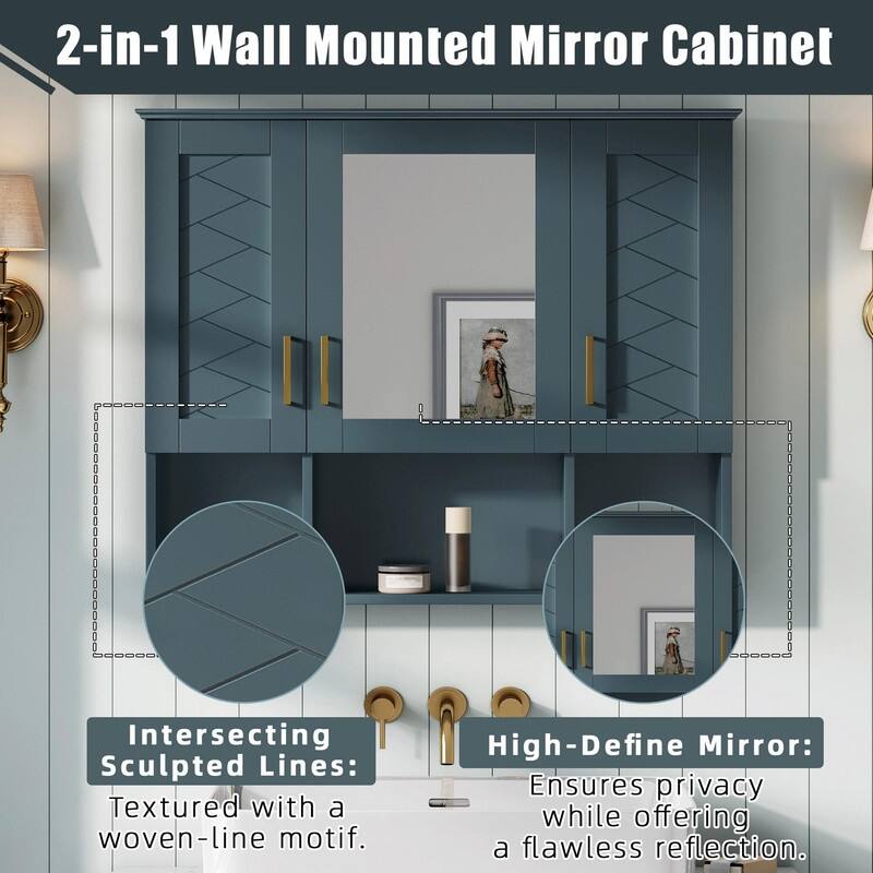 35" 2-in-1 Wall-Mounted Medicine Cabinet - High-Definition Mirror with Storage, Adjustable Shelves & Soft-Close Doors
