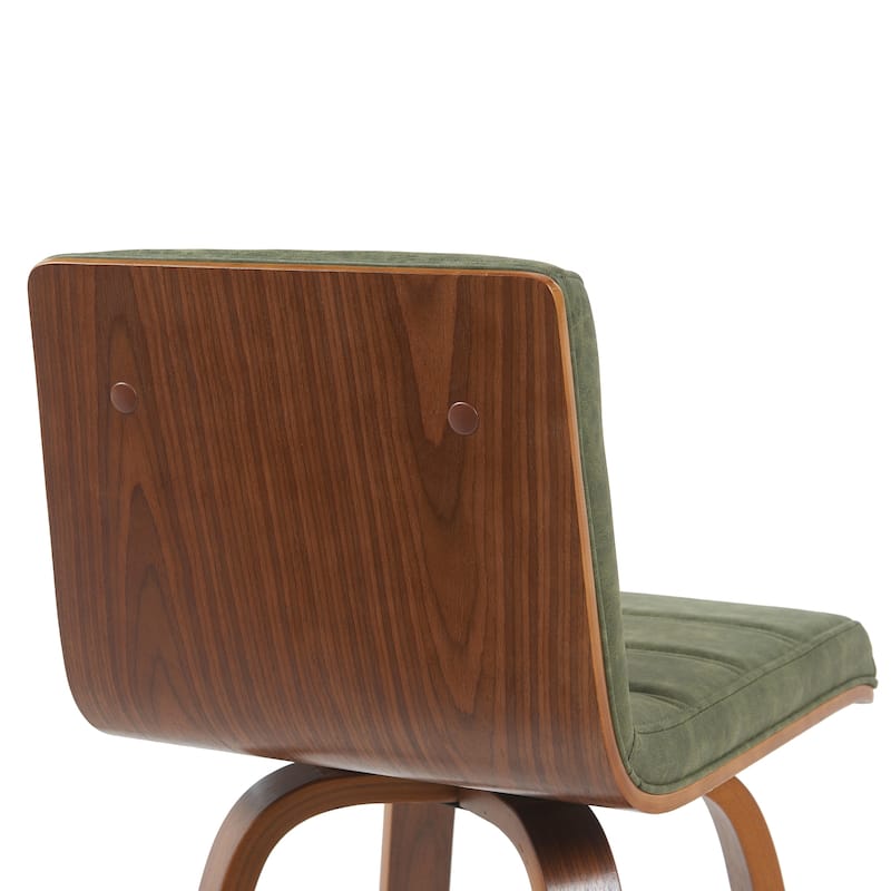 Skara Swivel Bar Stool, Upholstered Bar Height Chair with Bentwood Frame