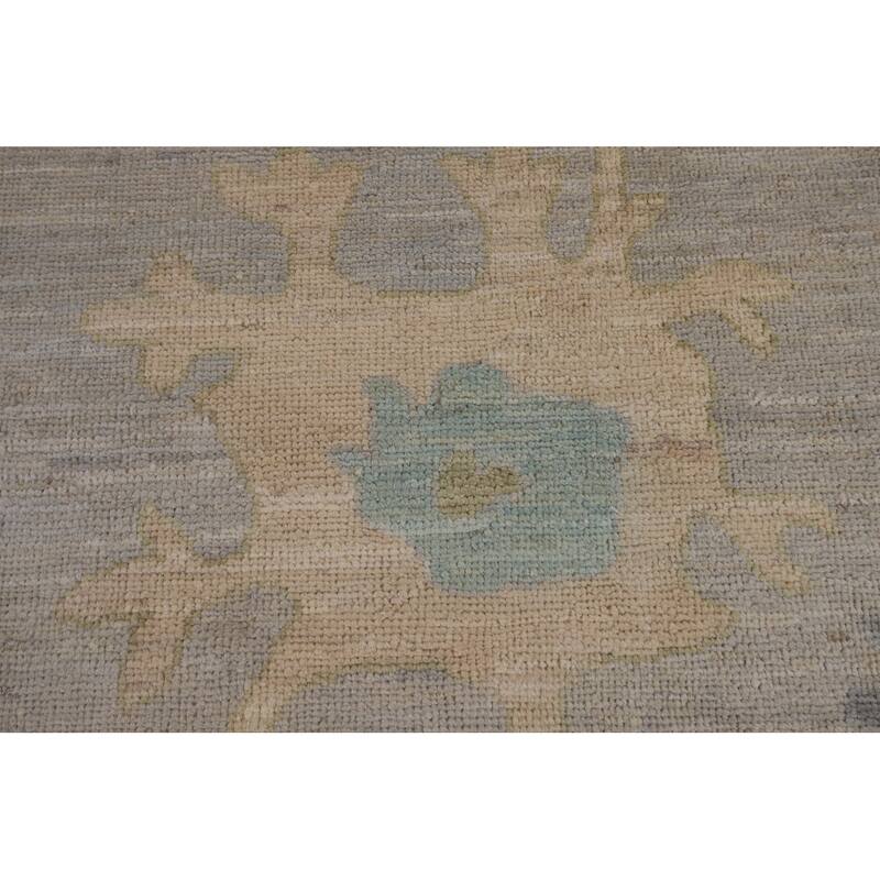 Vegetable Dye Oushak Oriental Area Rug Hand-Knotted Grey Wool Carpet - 8'11"x 11'8"