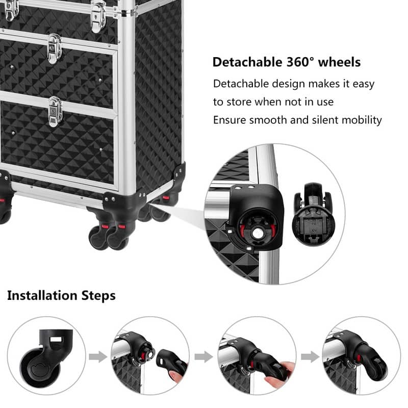 Aluminum Rolling Makeup Train Case - N/A