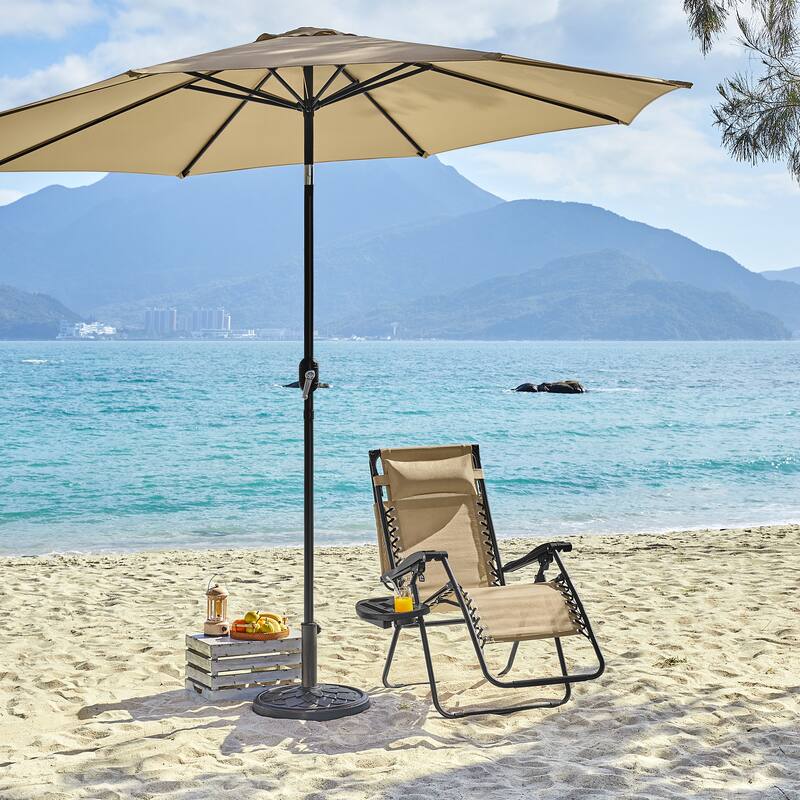 Yaheetech 26in Outdoor Zero Gravity Chair Patio Lounge Camping Chair with Sunshade - Beige