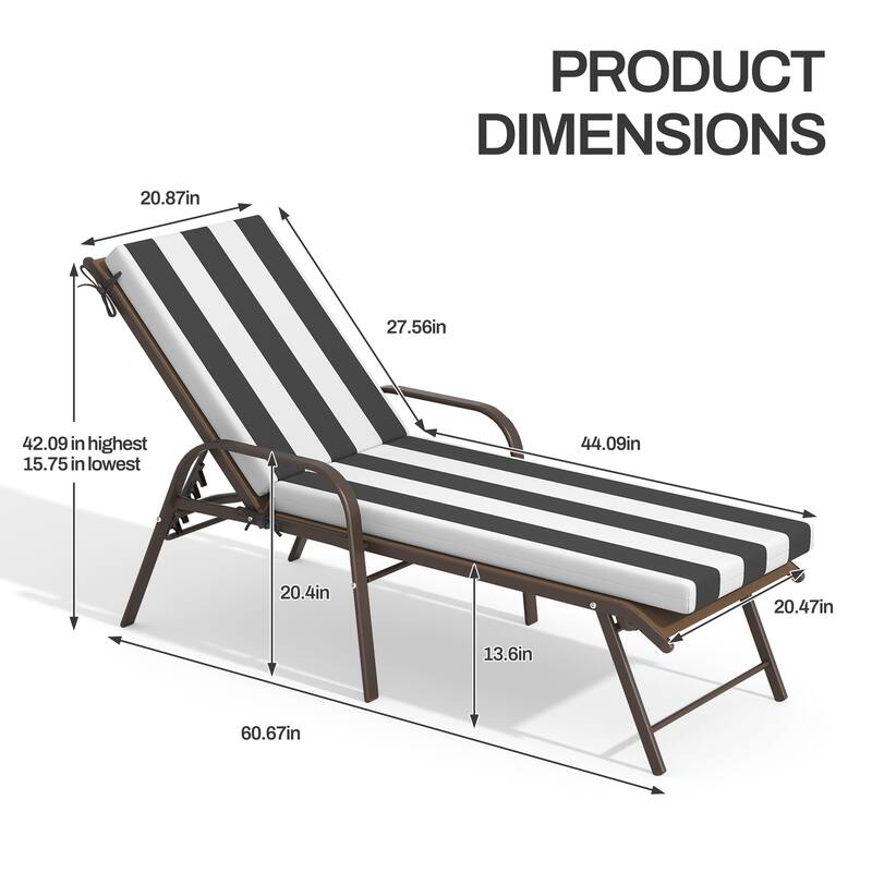Outdoor Lounge Chairs Chaise Lounge Set with Adjustable Back and Cushions