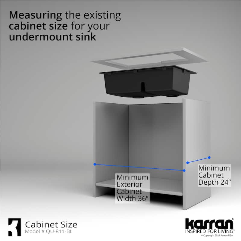Karran Undermount Large/Small Bowl Quartz Kitchen Sink - 32" x 21.25" x 9" - 32" x 21.25" x 9"