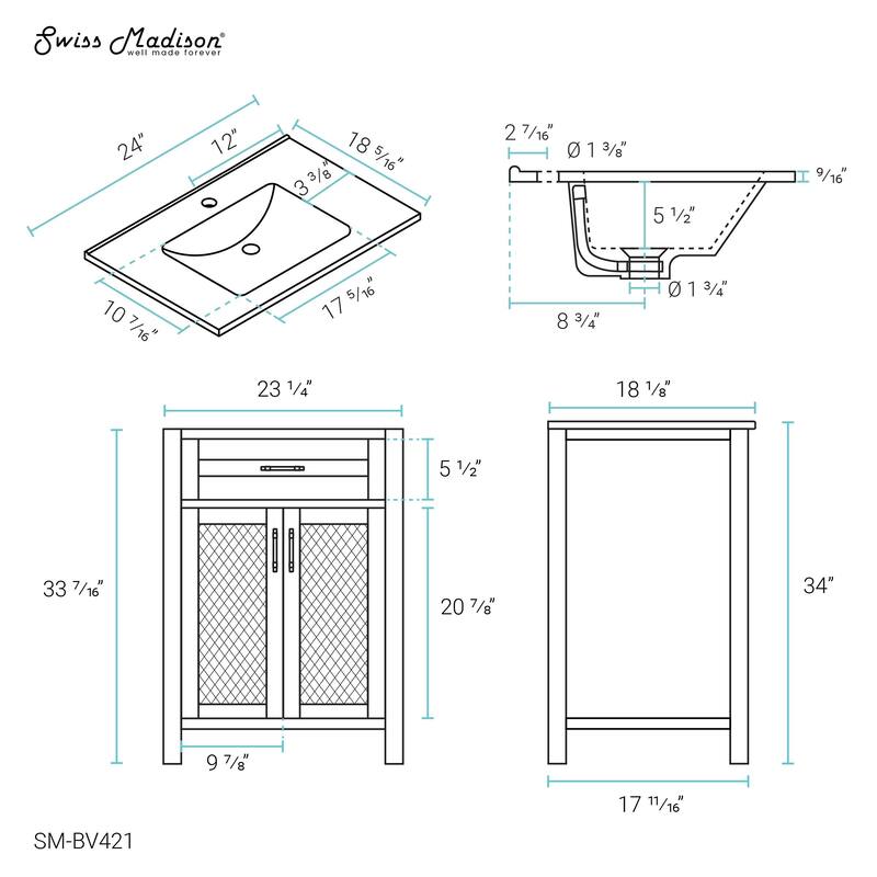 Calice 24" Bathroom Vanity in Carbon Grey