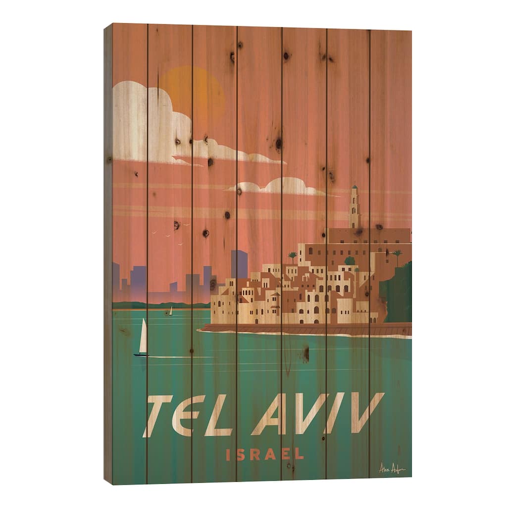 Tel Aviv Print On Wood by IdeaStorm Studios - Multi-Color