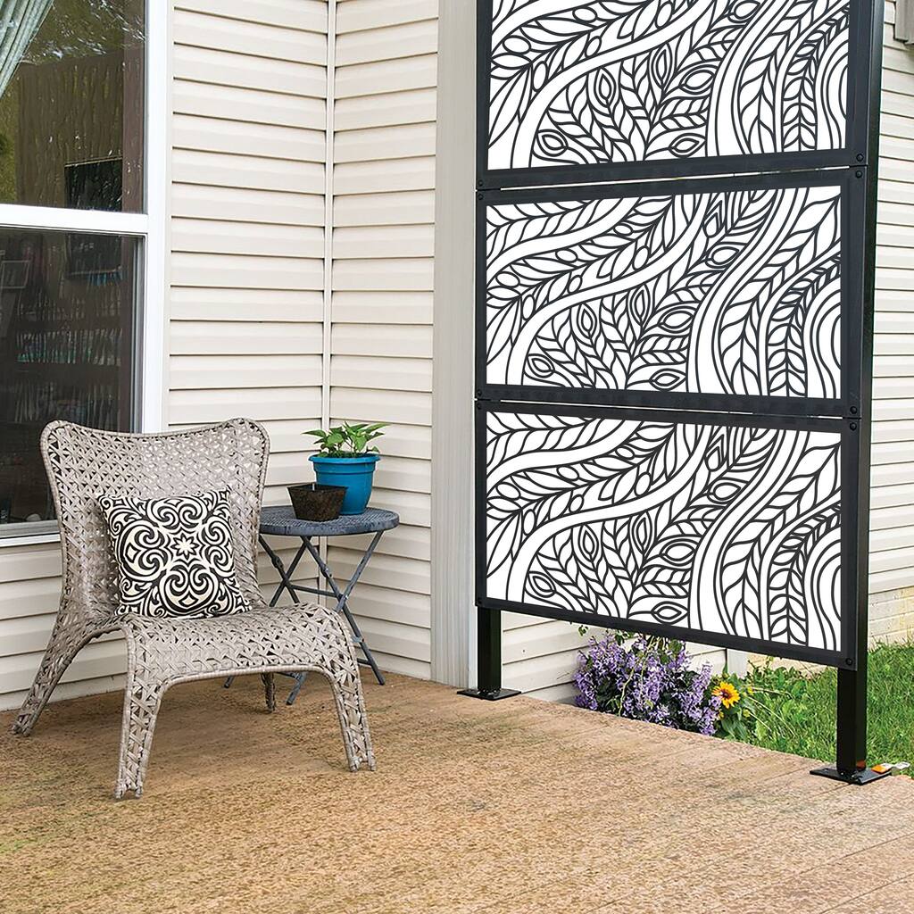HighlanderHome Freestanding Modular Metal Privacy Screen, 4FtX 6Ft