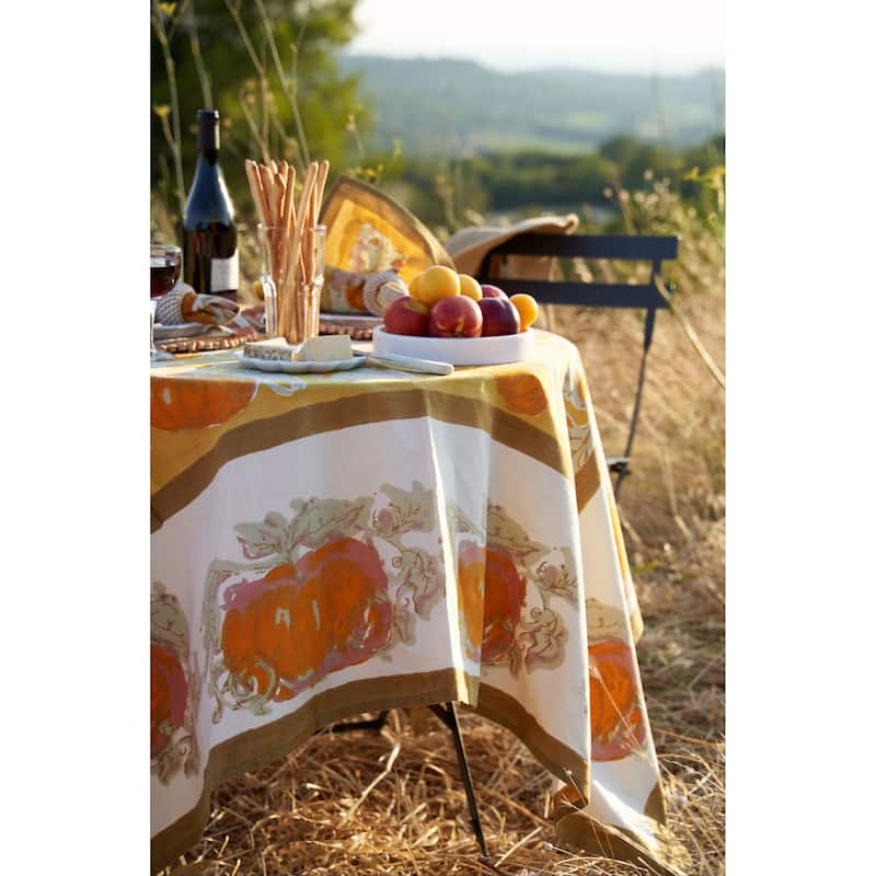 Couleur Nature Pumpkin Harvest Square Cotton Tablecloth