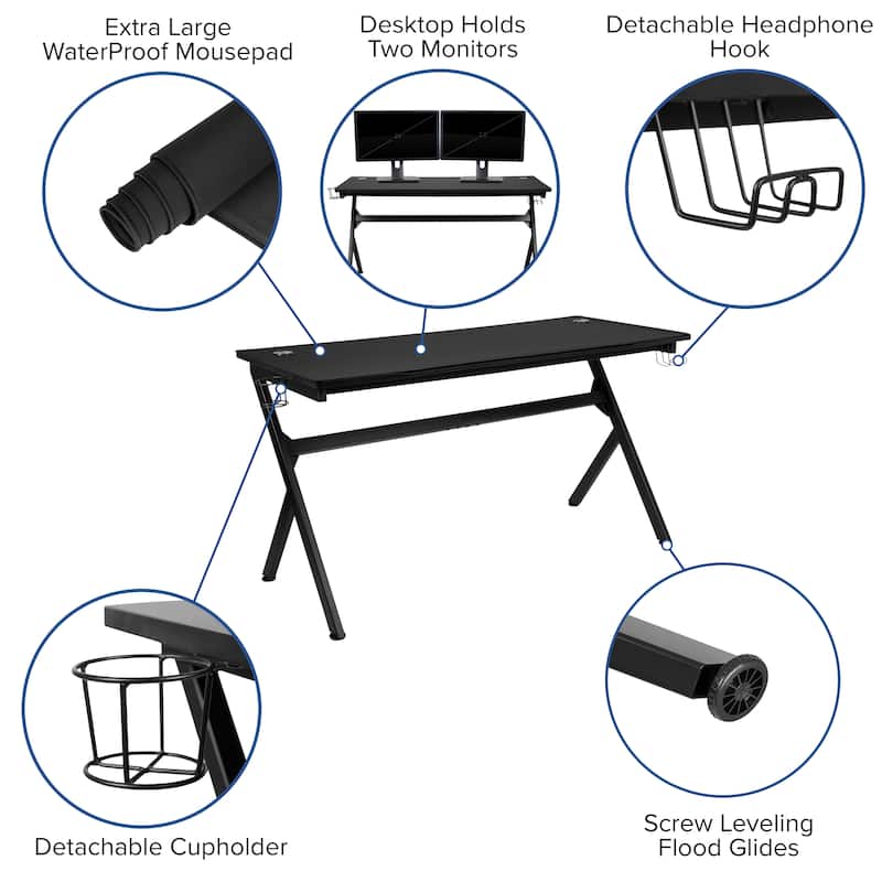 Gaming Desk Bundle - Cup/Headset Holder/Mouse Pad Top
