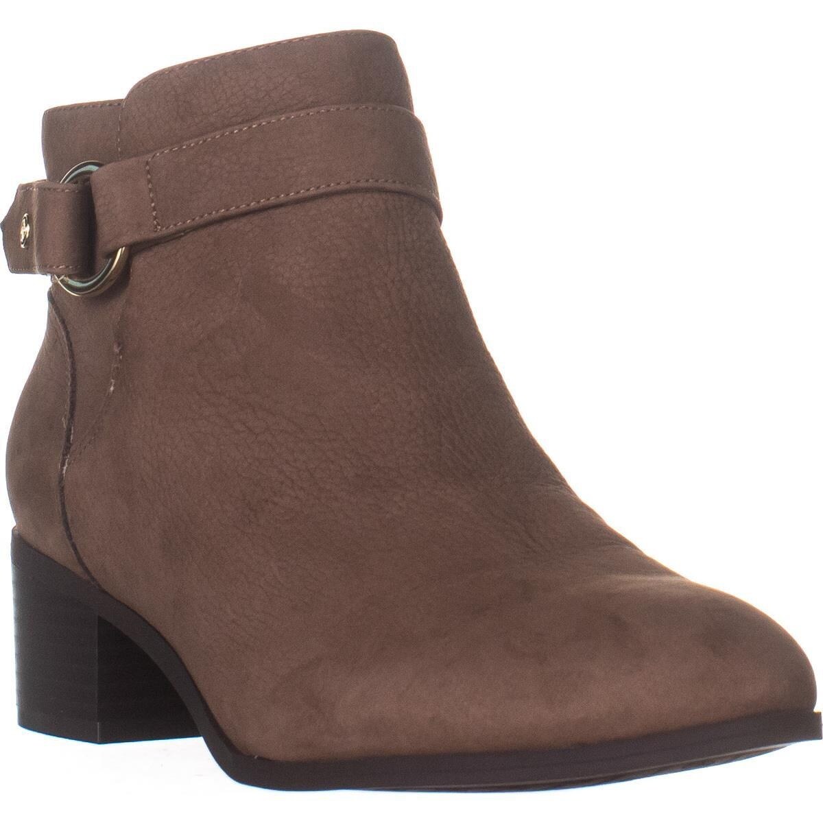 taupe leather ankle boots