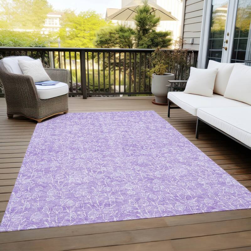 Machine Washable Indoor/ Outdoor Chantille Modern Floral Impressions Rug