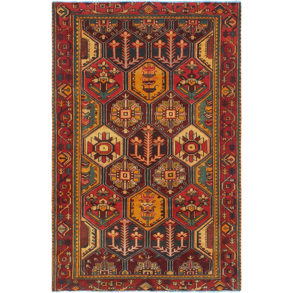 Vintage Distressed Sanem Red/Orange Rug - 6'7" x 9'8"