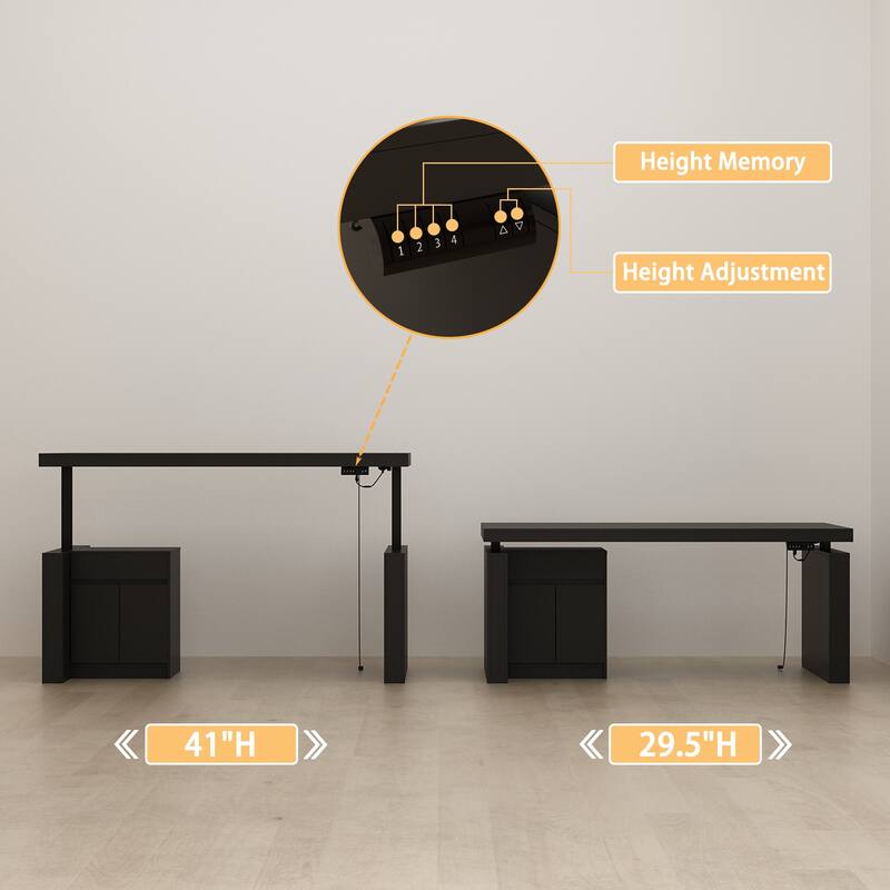 70.9"W Dining Table White Adjustable Workstation Desk Modern Office Desk Height Adjustable Standing Desk Kitchen Island