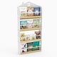 preview thumbnail 1 of 8, Costway 4-Tier House-Shaped Kids Bookshelf with Anti-falling Baffles - See Details White + Natural - See Details