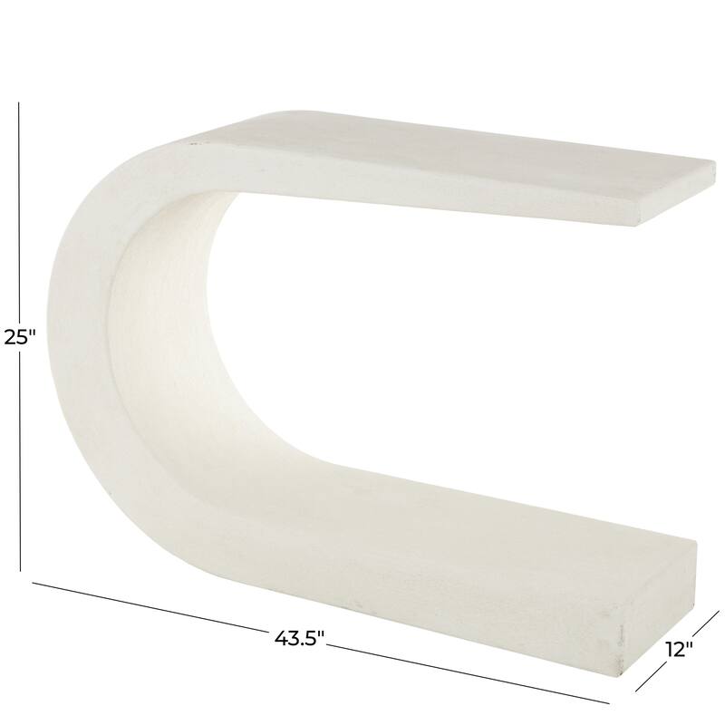 Wooden C-Shaped Console Table - White - Roche River Decor - 12"W x 44"L x 25"H