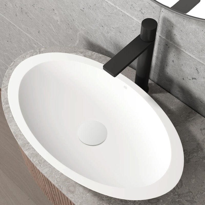 VIGO 1.75" W Vessel Bathroom Sink Pop-up Drain and Mounting Ring in Matte White