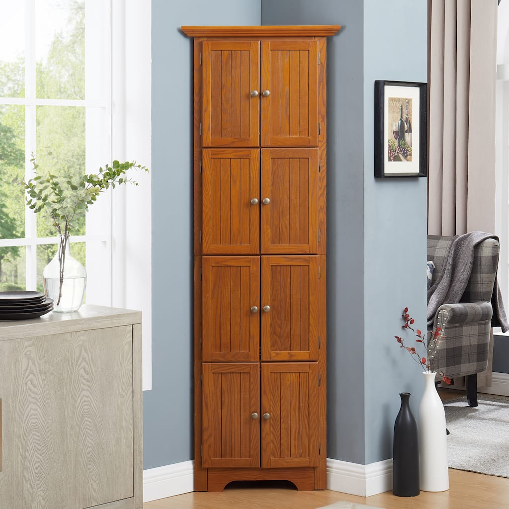 4-Tier 72" Corner Kitchen Pantry Storage Cabinet with 8 Doors Tall Storage Cabinet, Corner Cabinet and Shelves