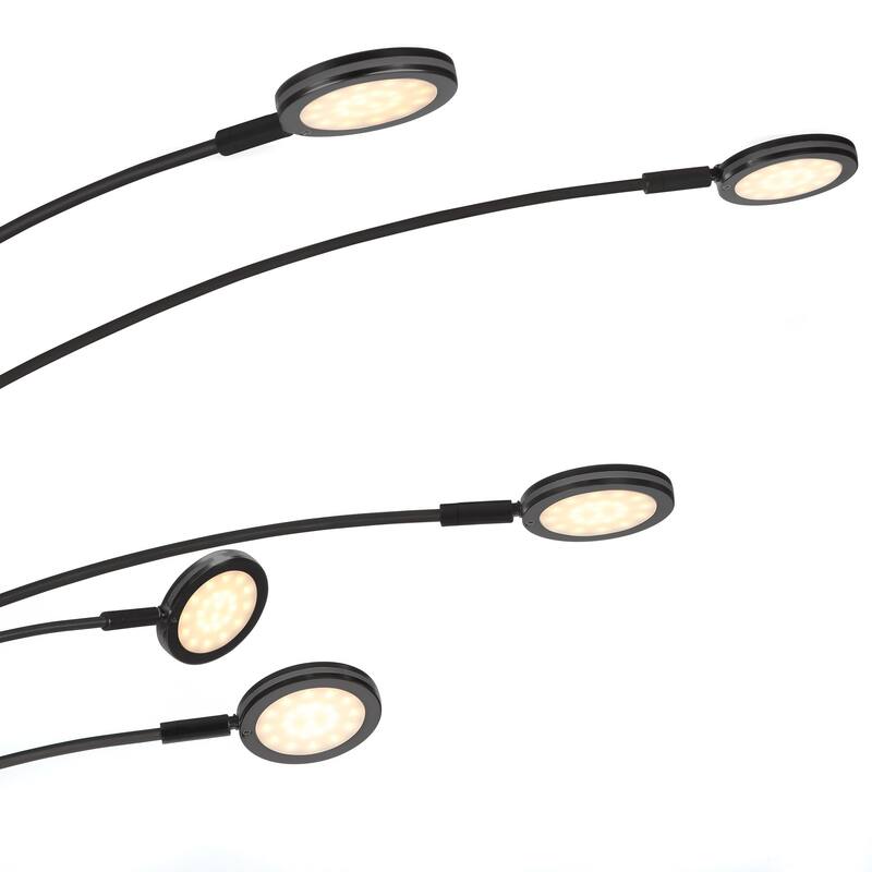 Brightech Orion-5 76.8 in Sanded Matte Black Modern 5-Light 24W 550Lm 3000K Dimmable Integrated LED Contemporary Arc Floor Lamp
