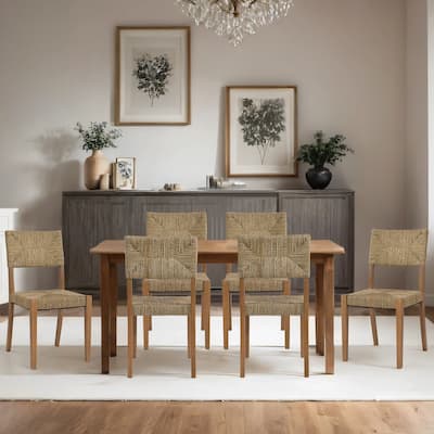Couture 17.6" Wide Weave Seagrass Rattan Dining chairs - 17.6"W x 20.8"L x 35.6"H