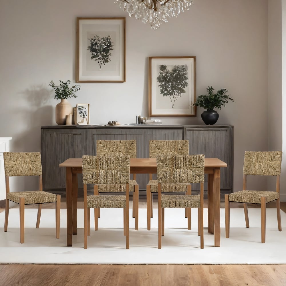 Couture 17.6" Wide Weave Seagrass Rattan Dining chairs - 17.6"W x 20.8"L x 35.6"H