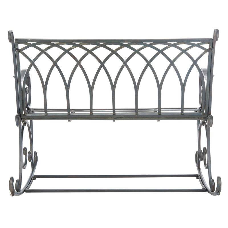 SAFAVIEH Jakayla Victorian Scroll Iron Outdoor Rocking Bench - 43 In. W x 33 In. D x 37 In. H - 43Wx33Dx37H