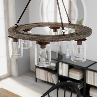 Hunter Devon Park 6-Light Chandelier - Dining Room, Entry - Wagon Wheel, Rustic, Farmhouse