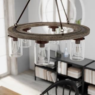 Hunter Devon Park 6-Light Chandelier - Dining Room, Entry - Wagon Wheel, Rustic, Farmhouse