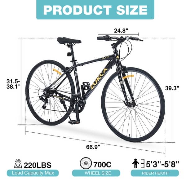 dimension image slide 1 of 3, Shimano 7 Speed Hybrid Bike Aluminum Alloy Frame C-Brake 700C Road Bike For men women's City Bicycle