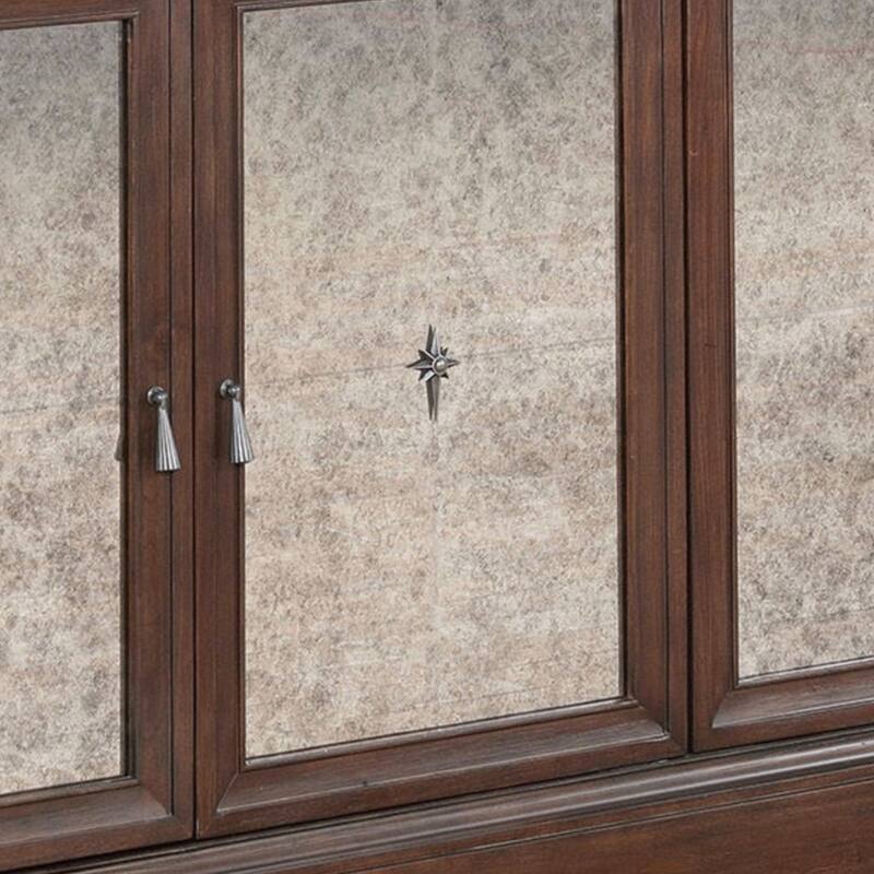 Traditional Wooden Buffet with Textured 2 Double Door Cabinet, Brown