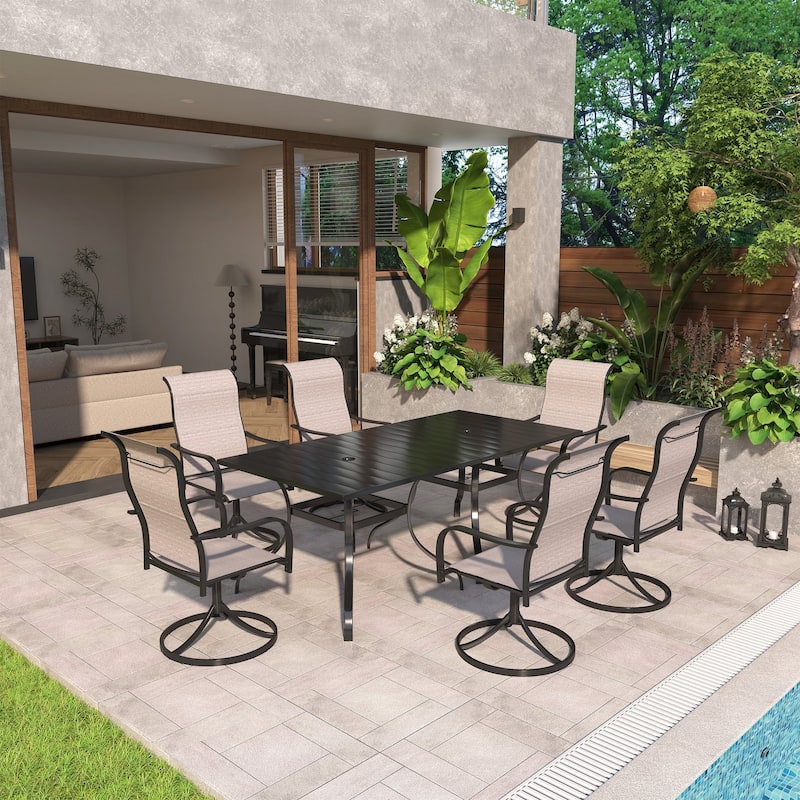 Steel square dining table with chair (set of 8)