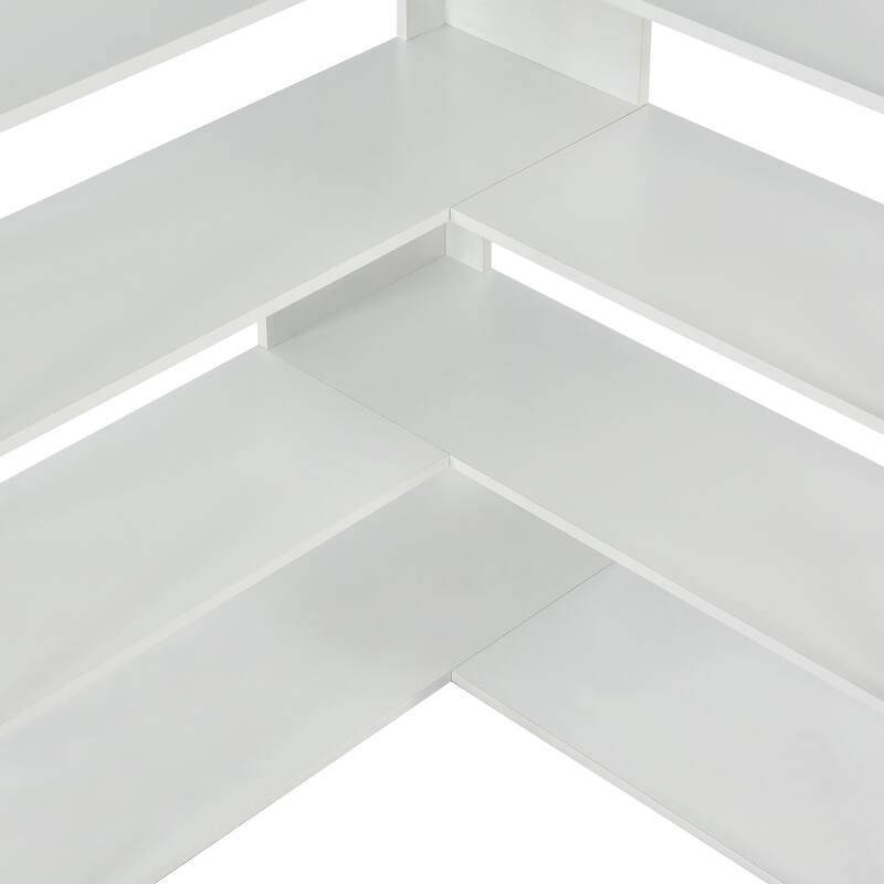 7-Tier Bookcase Home Office Bookshelf, L-Shaped Corner Bookcase with Metal Frame, MDF Board - 37.4*37.4*709