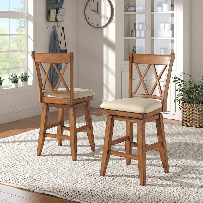 Ronda Double X-Back Wood Swivel Chair