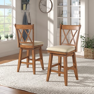 Ronda Double X-Back Wood Swivel Chair