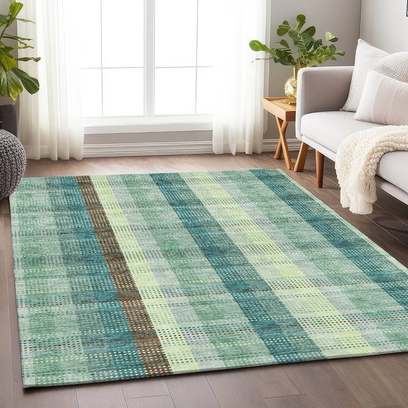 Premium Washable Super Soft Modern Plaid Mayfield Rug - Sage - 3' x 5'