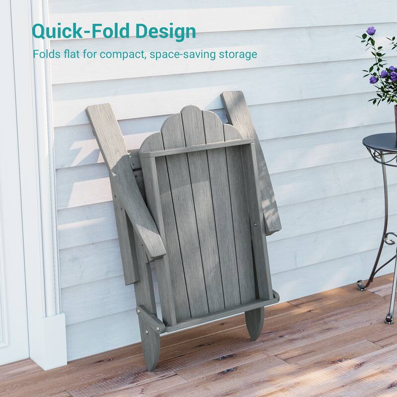 Foldable HDPE Adirondack Chair All-Weather W/ Cup Holder