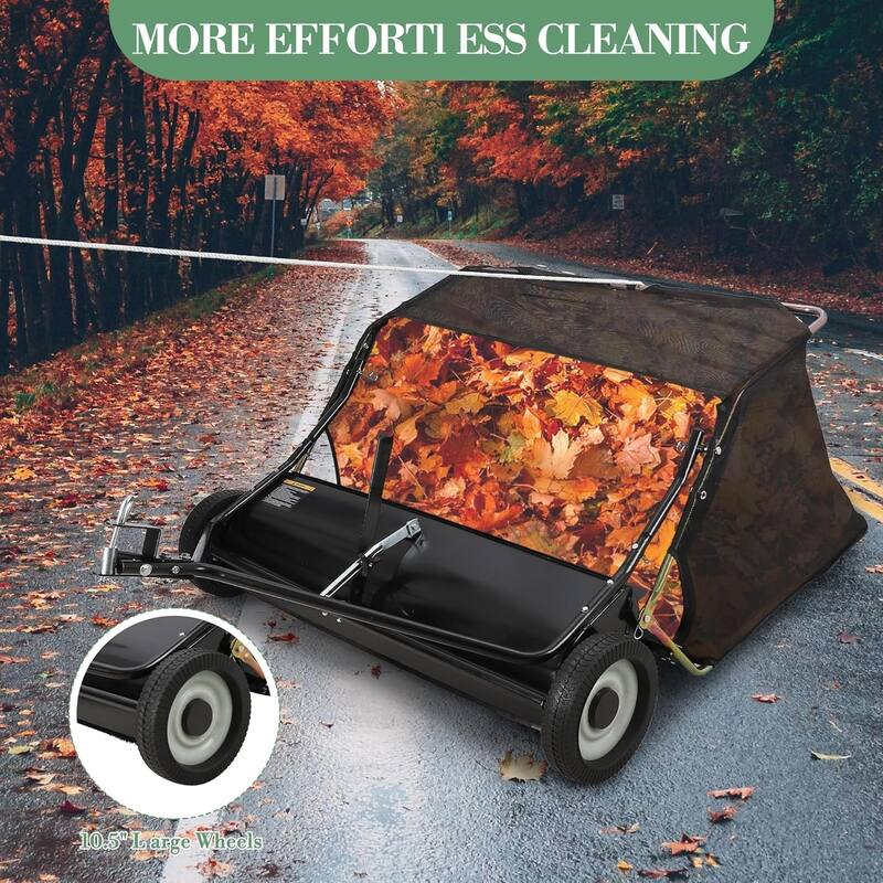50 in Tow-Behind Lawn Sweeper with 26 cu. ft. Hopper Adjustable Height and Quick-Dump Rope