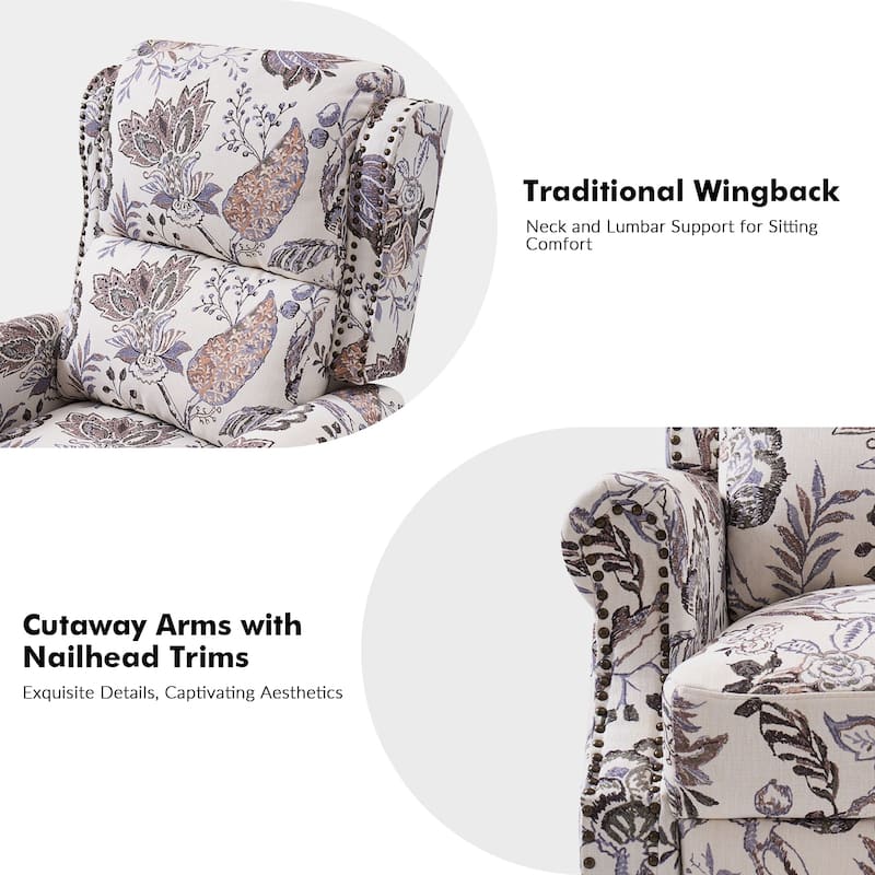 Terri Classic Cutaway Arms with Nailheads Manual Recliner for Living Room Set of 2 by HULALA HOME