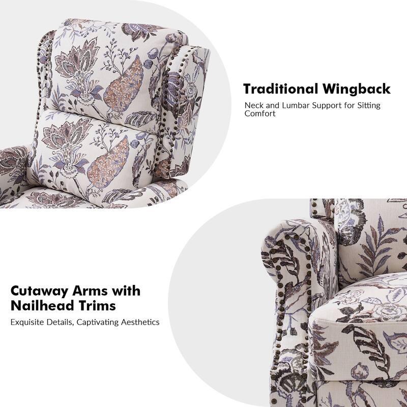 Terri Classic Cutaway Arms with Nailheads Manual Recliner for Living Room by HULALA HOME