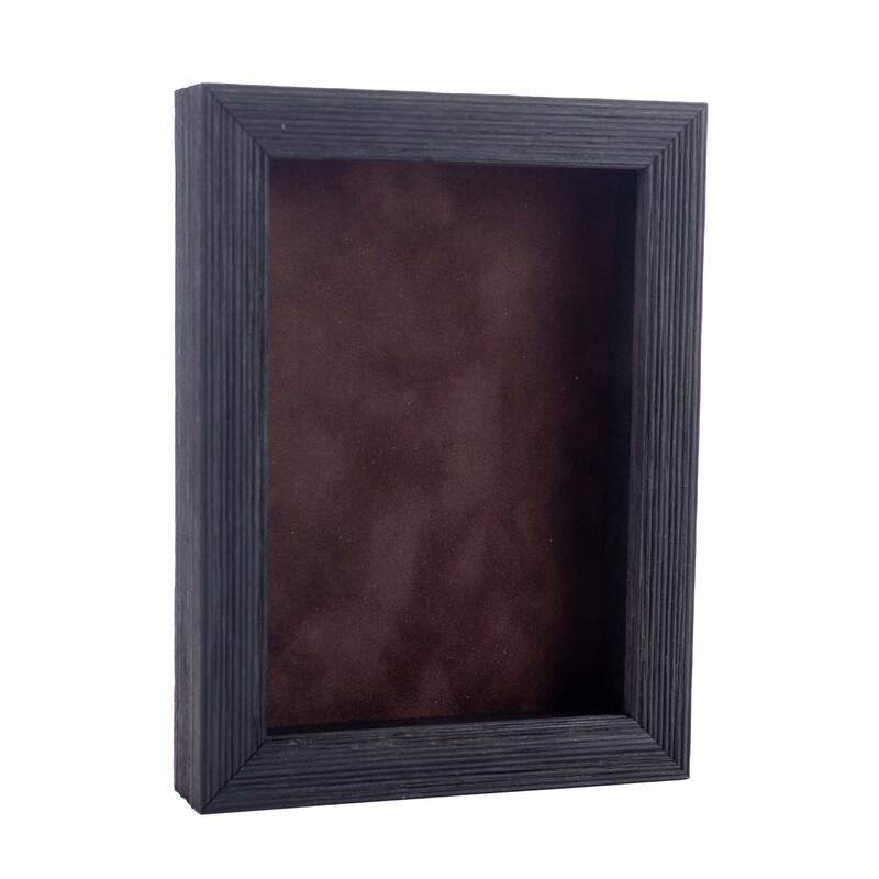 16x24 Shadow Box Frame Barnwood Black Wood | 1" Usable Display Depth | Includes a Brown Suede Acid-Free Backing Board - Black