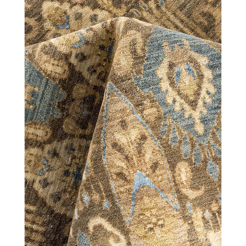 Ikat One-of-a-Kind Hand-Knotted Area Rug - Brown, 9' 0" x 12' 0" - 9' 0" x 12' 0"