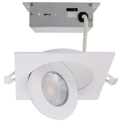 9 Watt CCT Selectable LED Direct Wire Downlight Gimbaled 4 Inch Square Remote Driver White