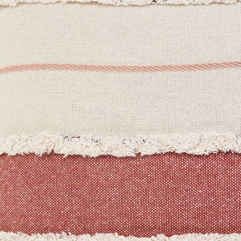 20" White and Red Striped Square Throw Pillow