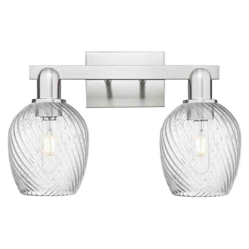 Innovations Lighting 716-2W-12-17 Salina Vanity Salina 2 Light 17" - Brushed Satin Nickel / Clear Spiral Fluted