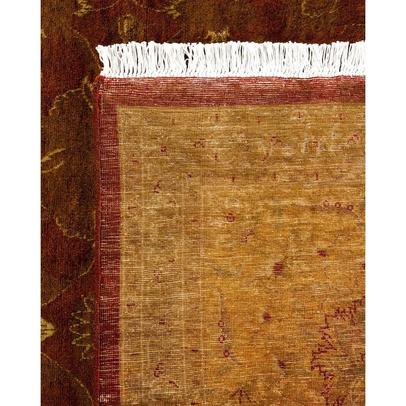 Overton Hand Knotted Wool Vintage Inspired Modern Contemporary Overdyed Gold Area Rug - 9' 2" x 12' 3"