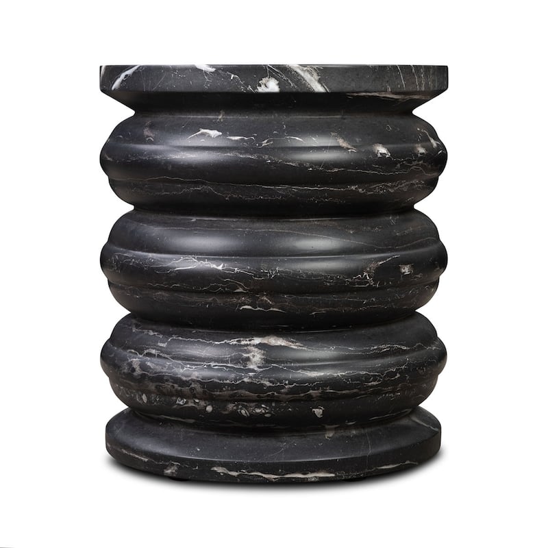 Marq Rounded Tiers Concrete Side Table with Marble Finish