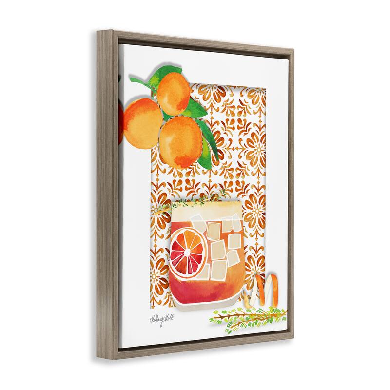Stupell Mediterranean Pattern Negroni Framed Floater Canvas Wall Art Design By Hillary Holt