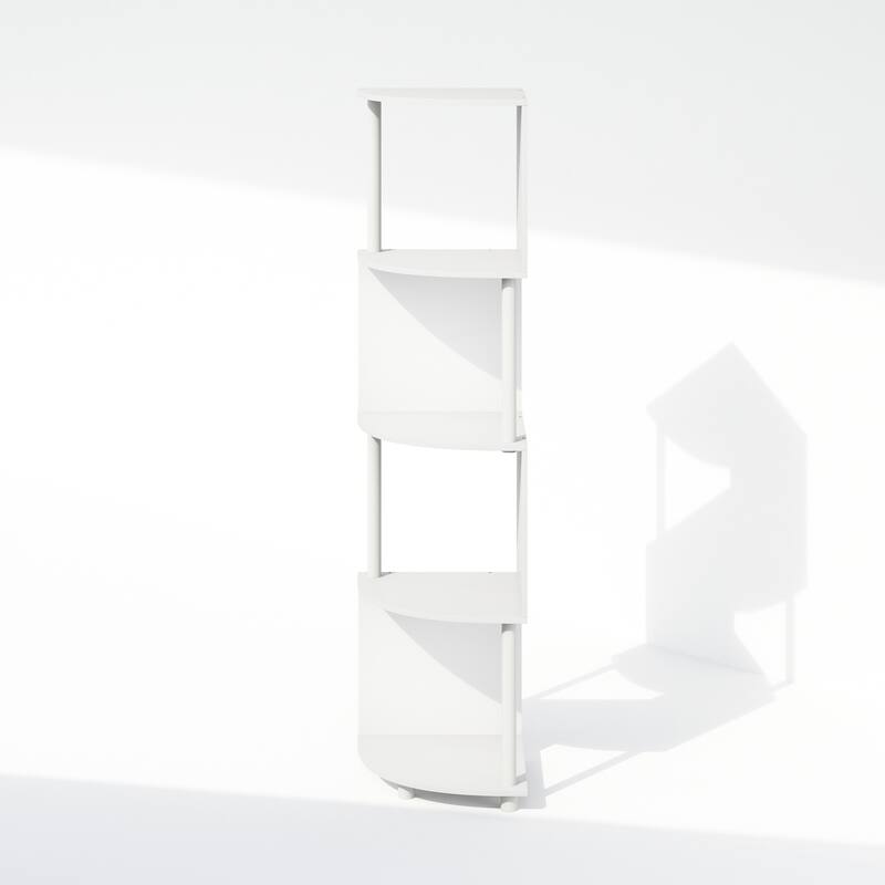 Furinno Basic 4-Tier Zigzag Corner Multipurpose Standing Shelf, Amber Pine/Black