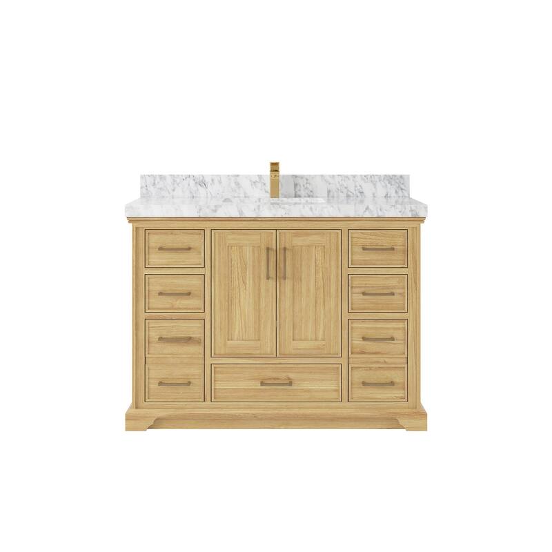 Willow Collections 48 in. W x 22 in. D Charlotte Teak Single Sink Bathroom Solid Teak Vanity with Countertop