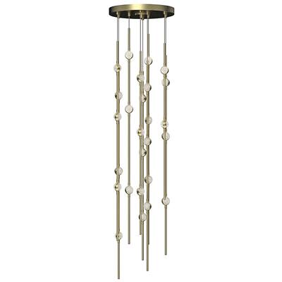 Constellation® Andromeda Short 12" Round LED Pendant - Satin Brass - Clear Faceted Acrylic Lens - 3000K